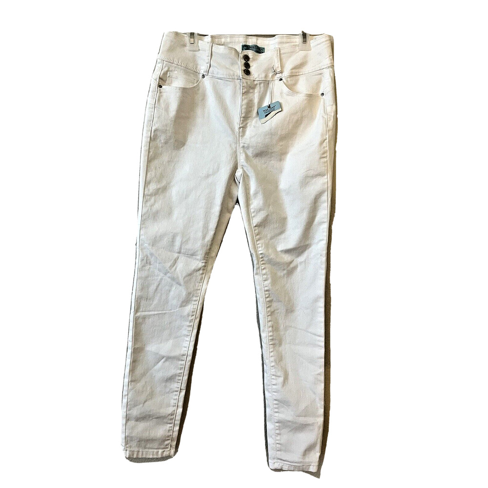 NEW White Wax Jeans Size 17/33 Butt I Love You Skinny Jr Denim Stretch Butt Lift